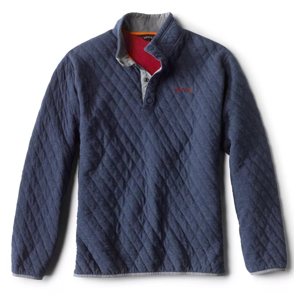 ORVIS Quilted Bavy Snap Pullover Outdoor Sweatshirt Men size XXL